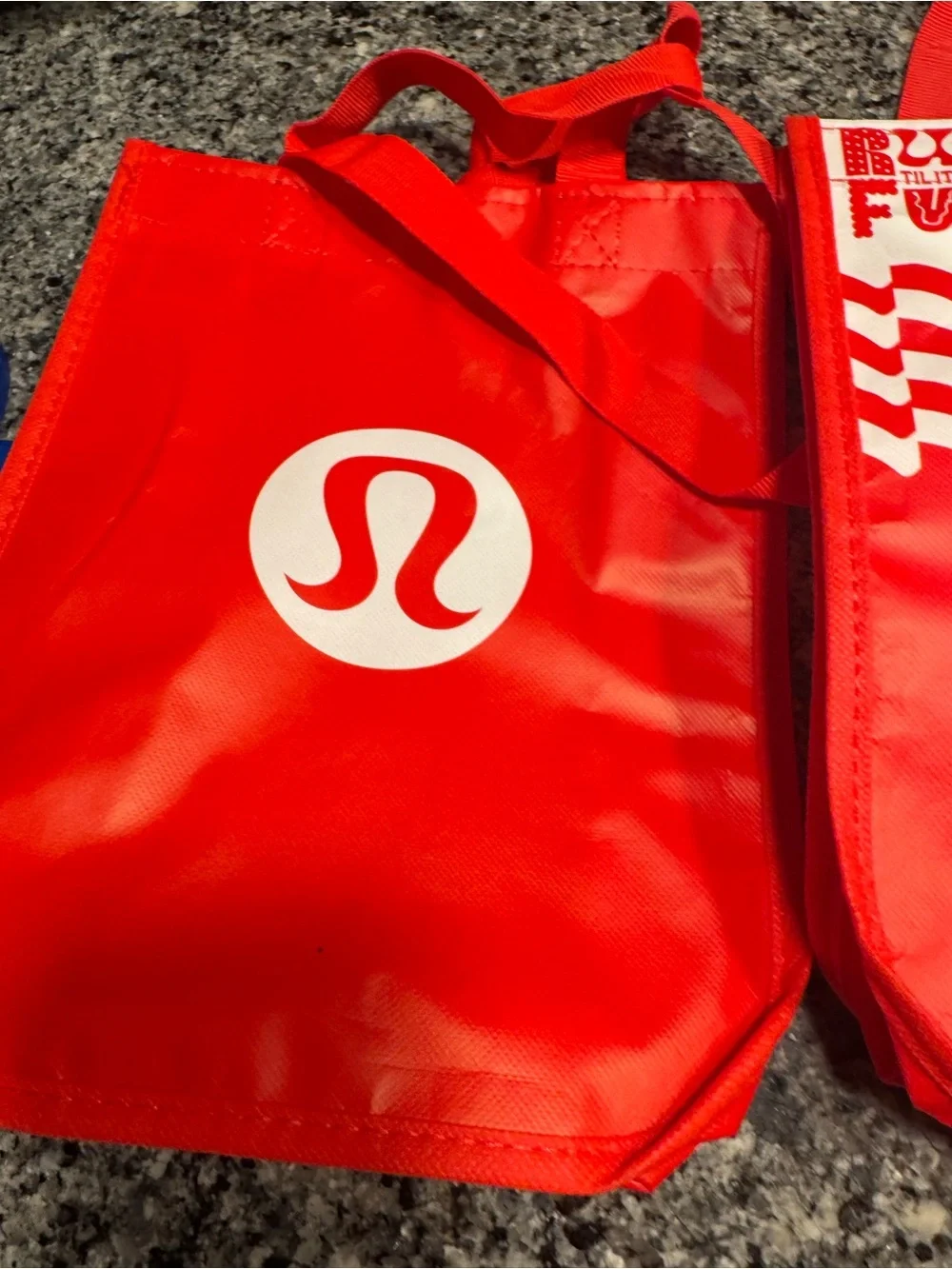 lululemon athletica set of 3 small Graphic Tote with Bold White Print
